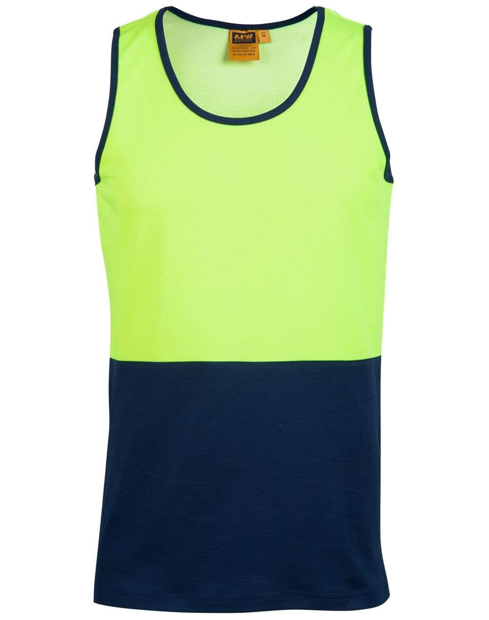 Australian Industrial Wear Work Wear Fluoro Yellow/Navy / S Hi-Vis SAFETY SINGLET SW15
